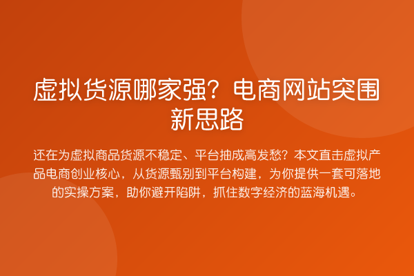 虚拟货源哪家强？电商网站突围新思路