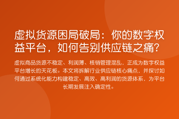 虚拟货源困局破局：你的数字权益平台，如何告别供应链之痛？