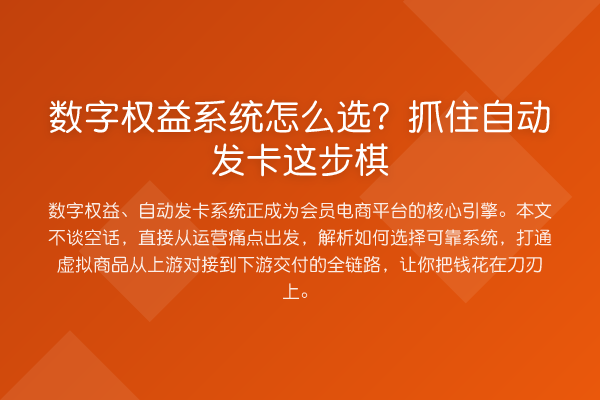 数字权益系统怎么选？抓住自动发卡这步棋