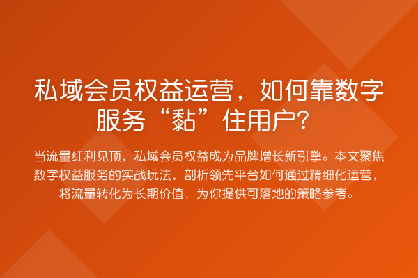 私域会员权益运营，如何靠数字服务“黏”住用户？