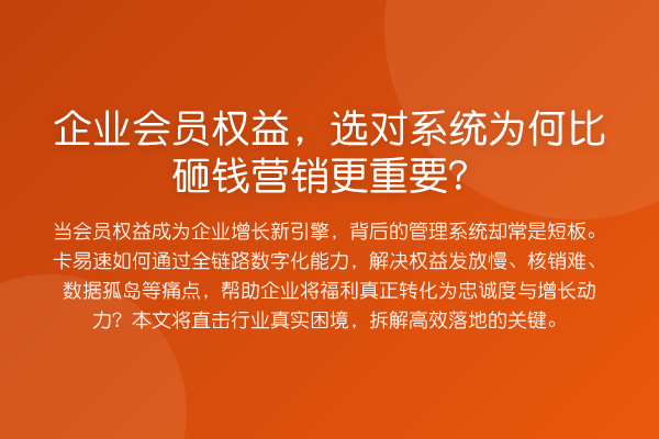 企业会员权益,选对系统为何比砸钱营销更重要?