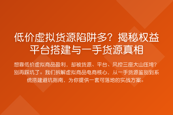 低价虚拟货源陷阱多？权益平台搭建与一手货源
