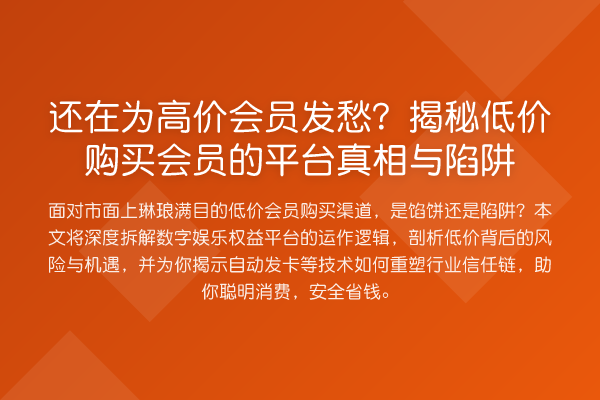 还在为高价会员发愁?低价购买会员的平台与陷阱