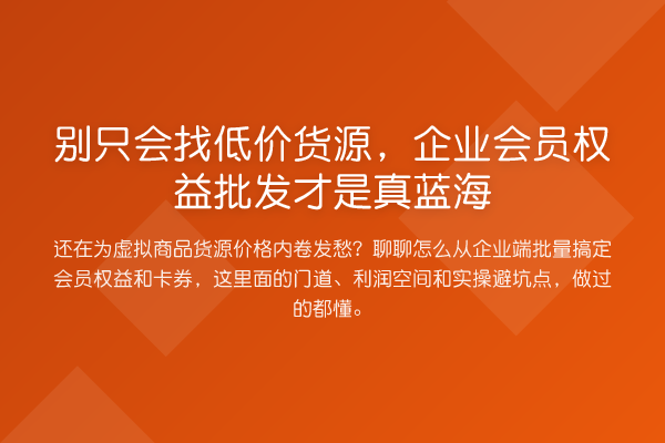 别只会找低价货源,企业会员权益批发才是真蓝海