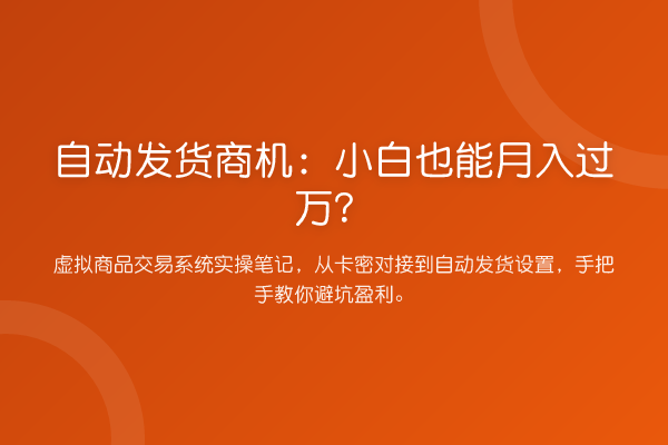 自动发货商机：小白也能收益评估？
