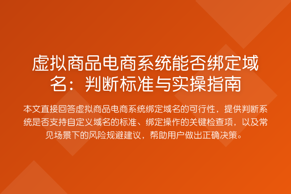 虚拟商品电商系统能否绑定域名：判断标准与实操指南