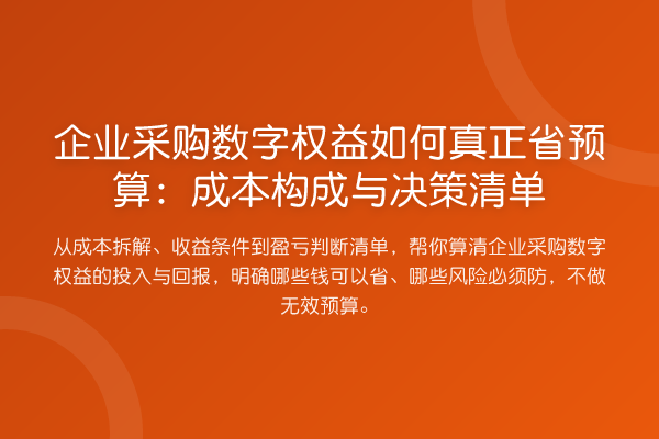 企业采购数字权益如何真正省预算：成本构成与决策清单