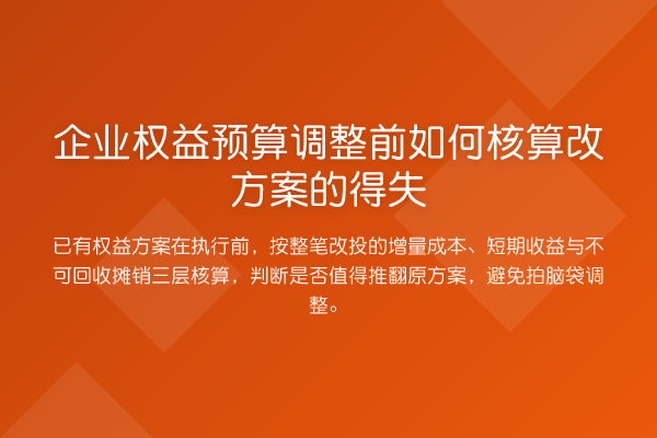 企业权益预算调整前如何核算改方案的得失