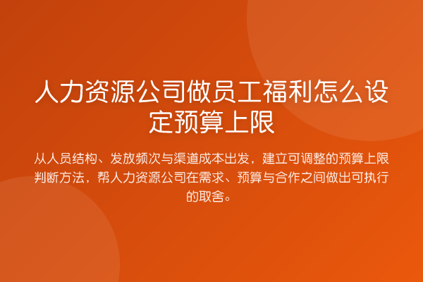 人力资源公司做员工福利怎么设定预算上限