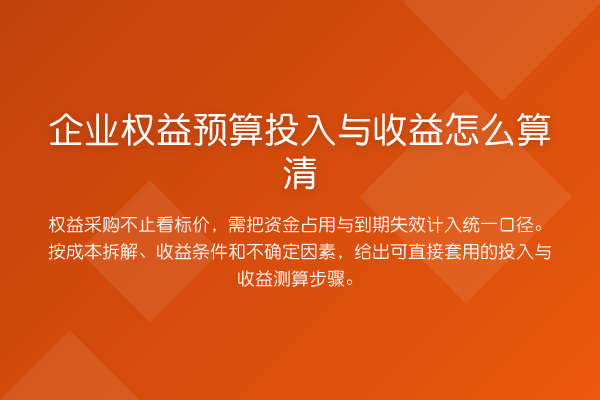 企业权益预算投入与收益怎么算清