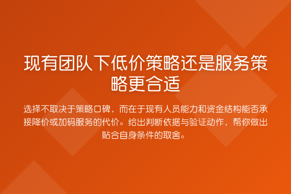 现有团队下低价策略还是服务策略更合适