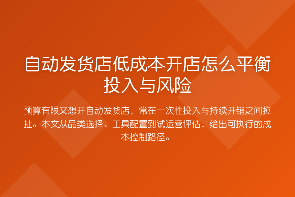 自动发货店低成本开店怎么平衡投入与风险