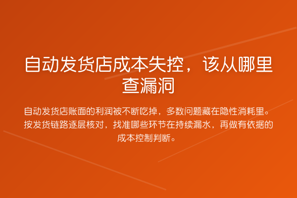 自动发货店成本失控,该从哪里查漏洞