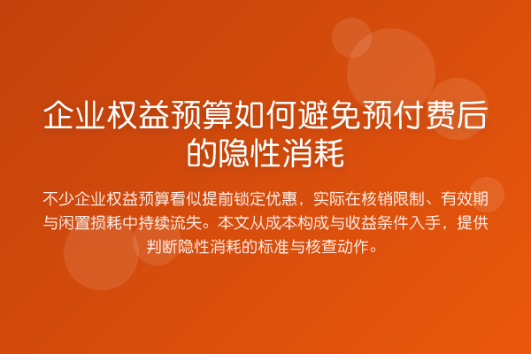 企业权益预算如何避免预付费后的隐性消耗
